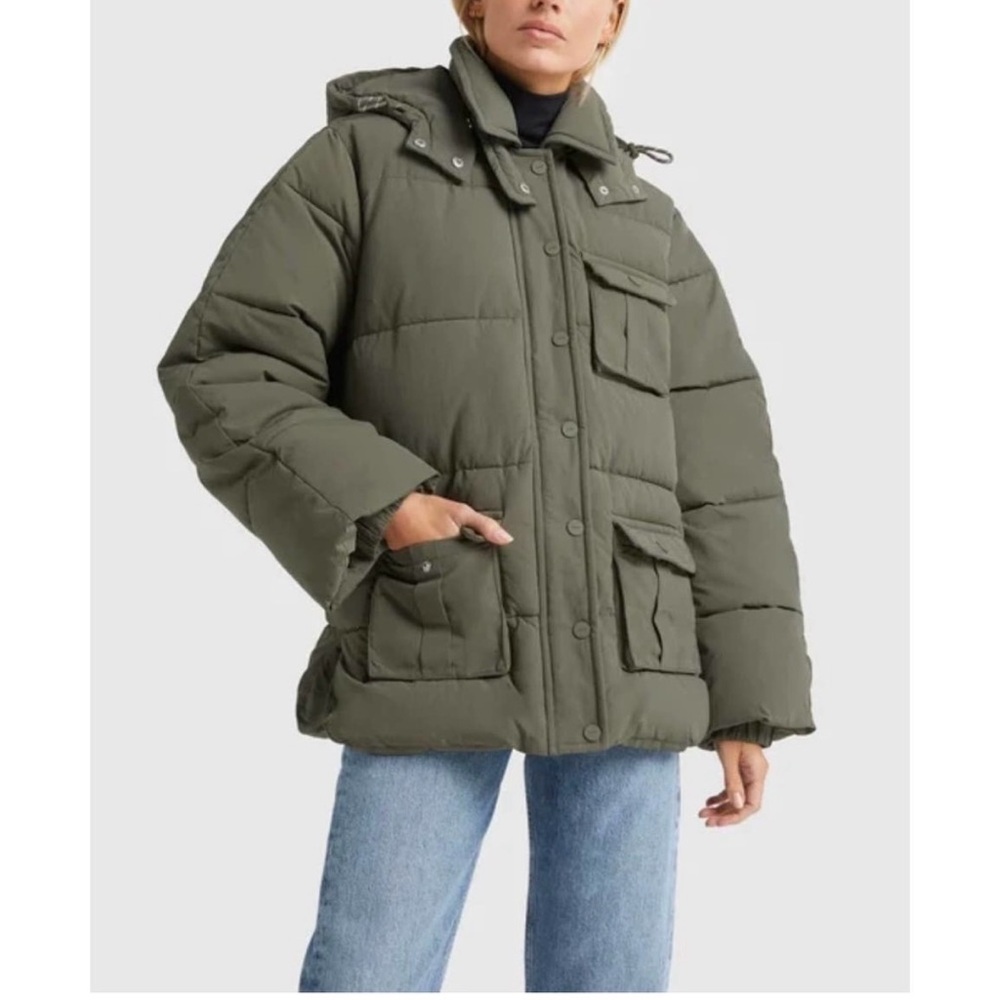 Ganni Heavy Tech Kalamata Olive Green Women's Puffer Jacket